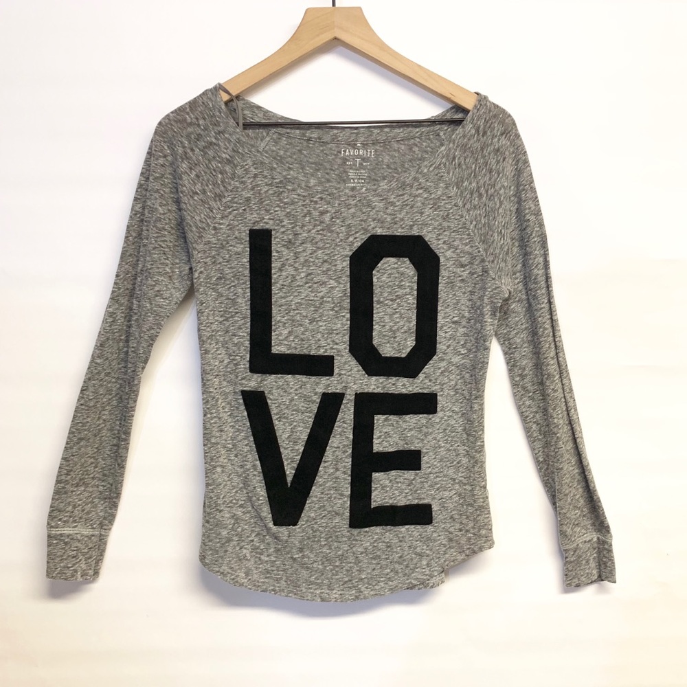 FAVORITE T grey long sleeve velvet LOVE small
